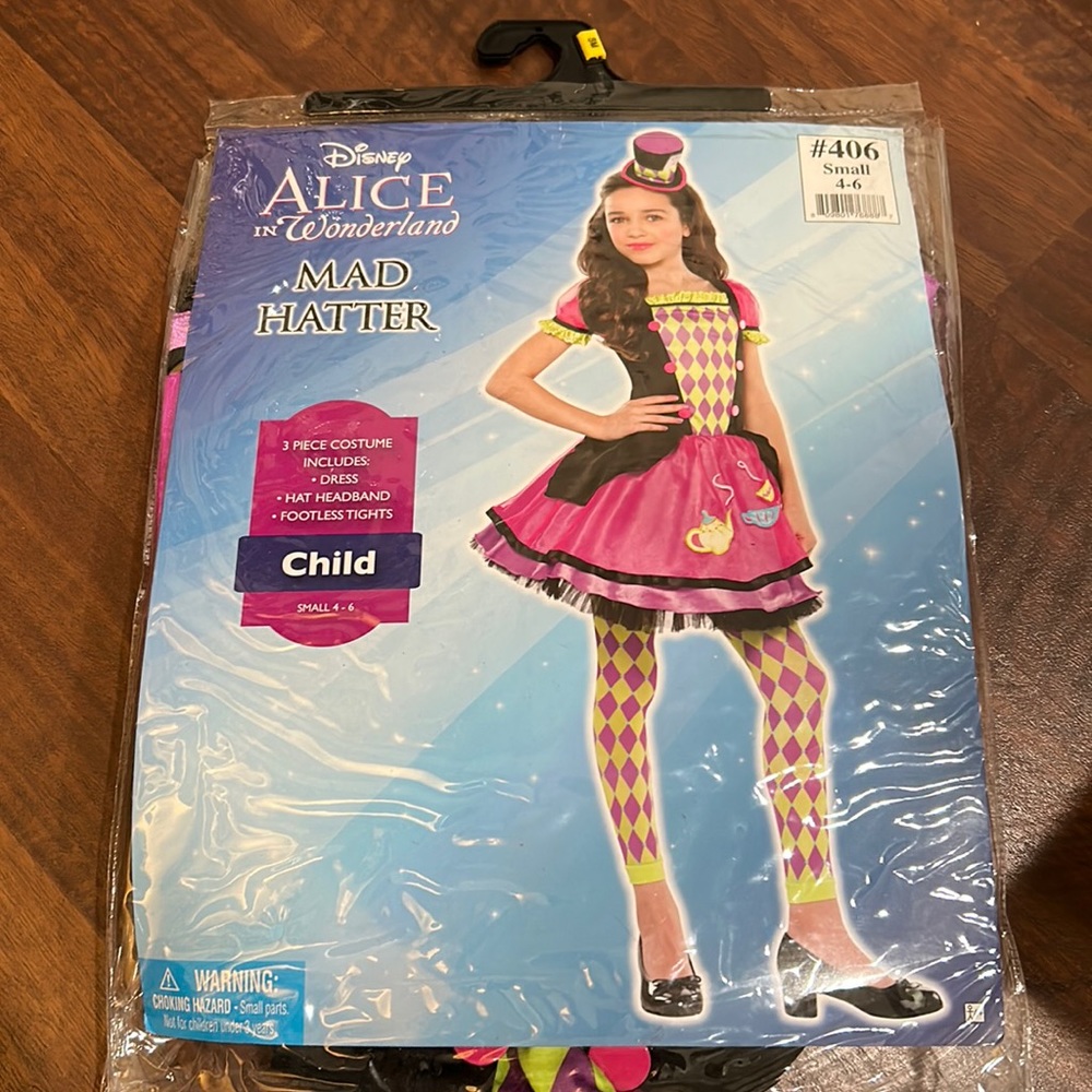 Alice in Wonderland Mad Hatter Costume Girl Small
